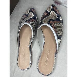 Madewell The Frances Spiced Cider Snakeskin-Embossed Leather Loafer Mules 7 US